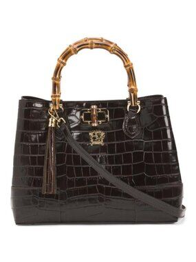 PRATESI Made In Italy Leather Triple Compartment Satchel